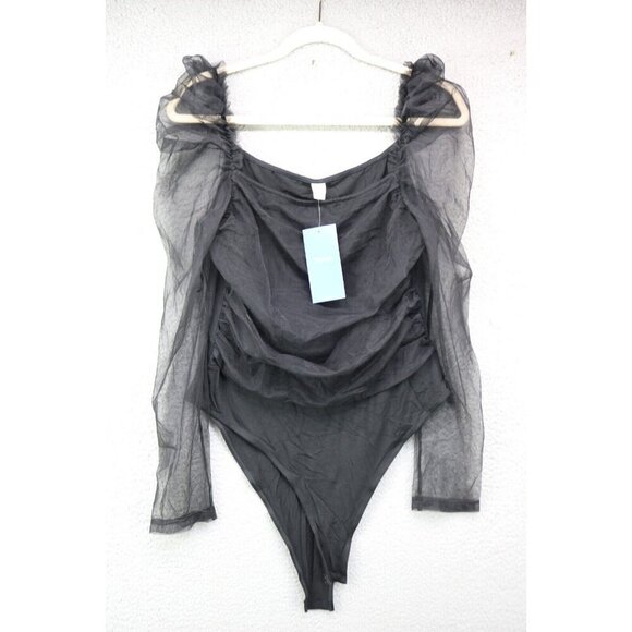 Floerns Black Long Sleeves Mesh Bodysuit-XL-Whimsigoth-Witchy-New w/Tags - Picture 1 of 14